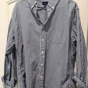 J. Crew Navy and White Gingham Shirt